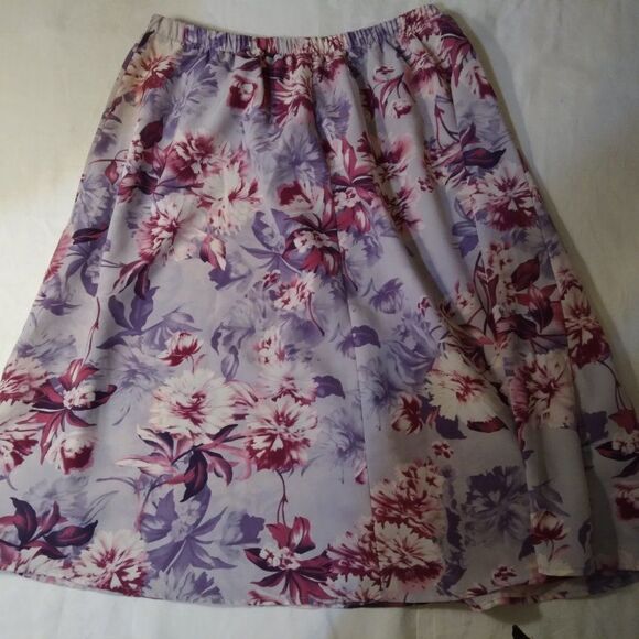 Vintage Floral Pattern Polyester Skirt - Picture 9 of 10